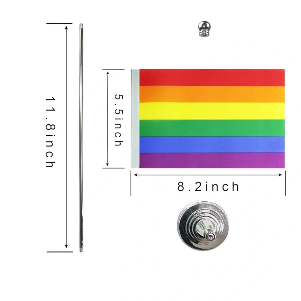 6 Vibrant Rainbow‎ Tabletop Flags Party Decorations Set of 6 Flags